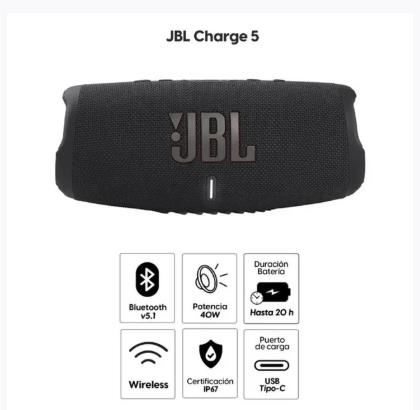 Parlante bluetooth JBL charge 5 negro